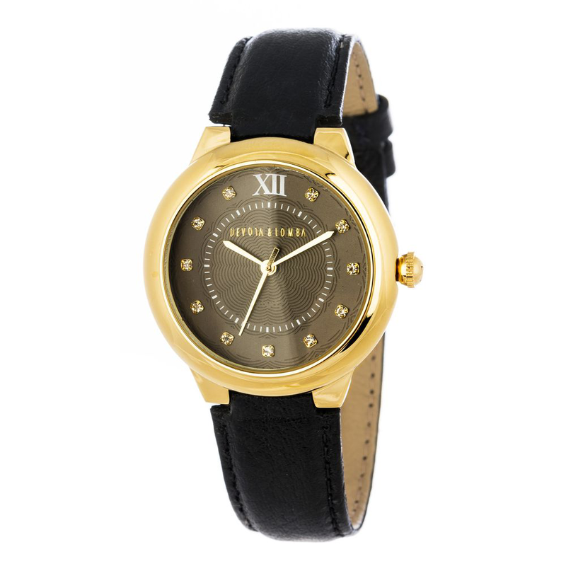 Black leather dress watch-null