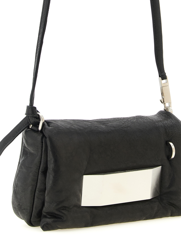 Black lamb leather clutch bag-null