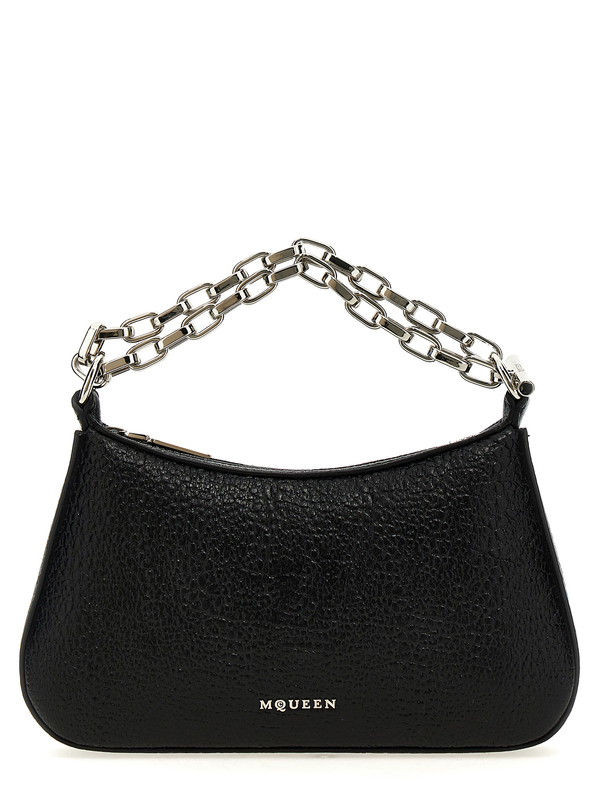 Black lamb leather handbag-null