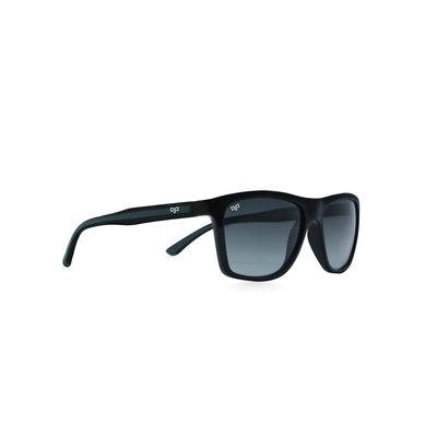 OJO sunglasses man square shine black frame and black green temples with grey gradient lenses rx