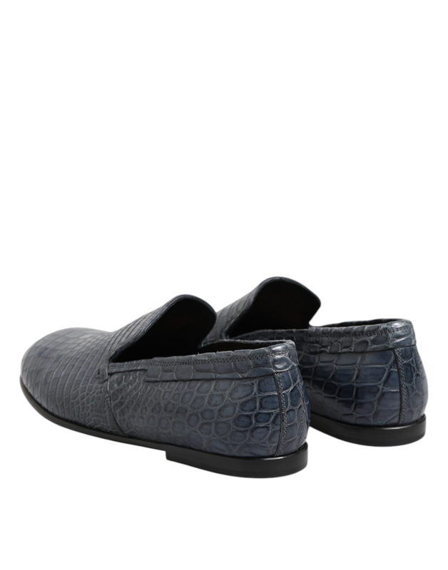 Blue exotic leather slip on loafers men dress shoes-null