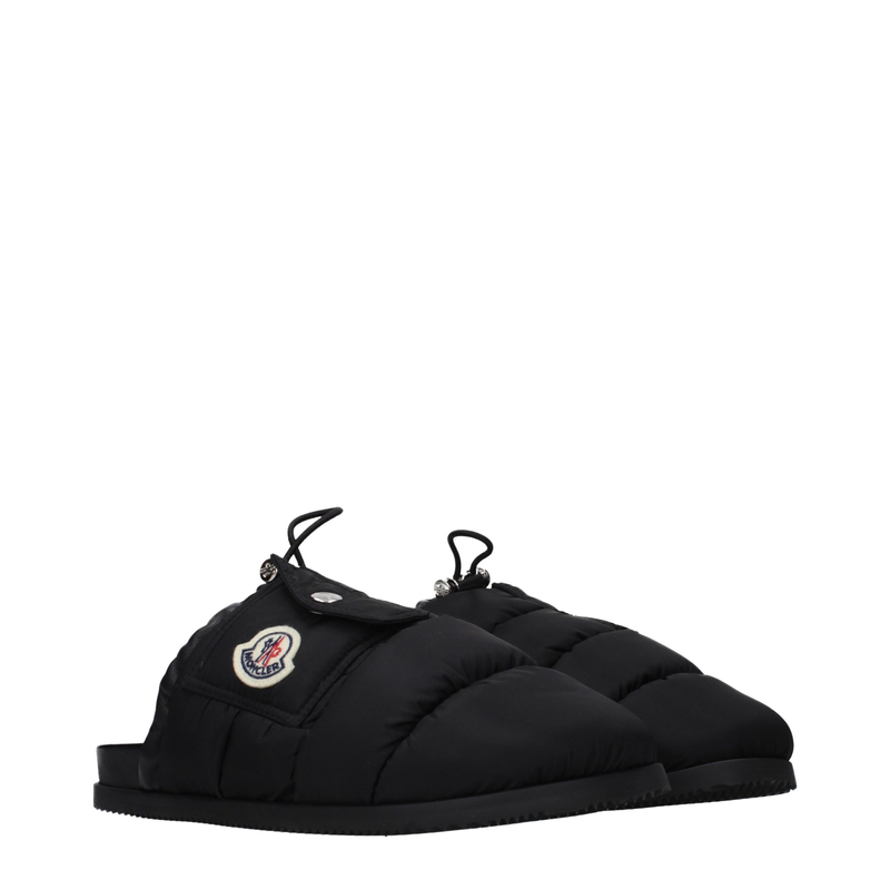 Black fabric slippers-null