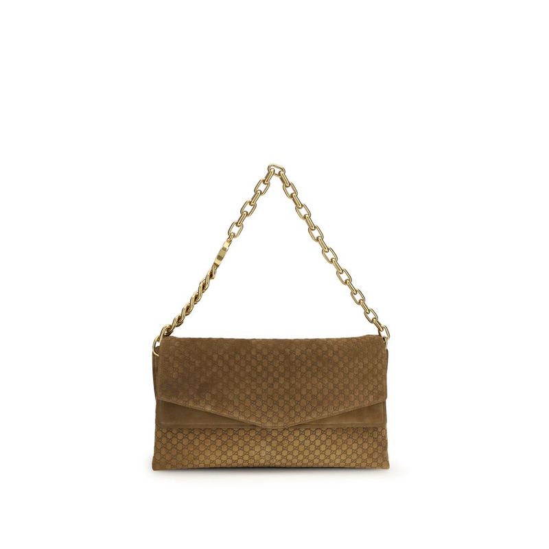 Brown suede leather handbag-null
