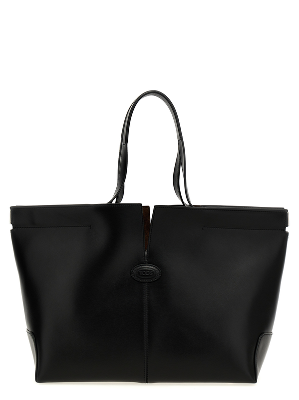 Black calfskin tote bag-null