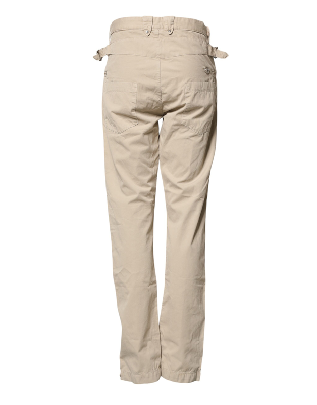Beige cotton mid waist straight men denim jeans-null