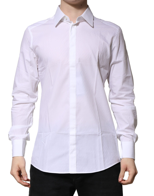 White gold long sleeves men dress formal shirt-null