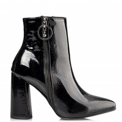 Miss nv zip up shiny booties - black, Black, medium