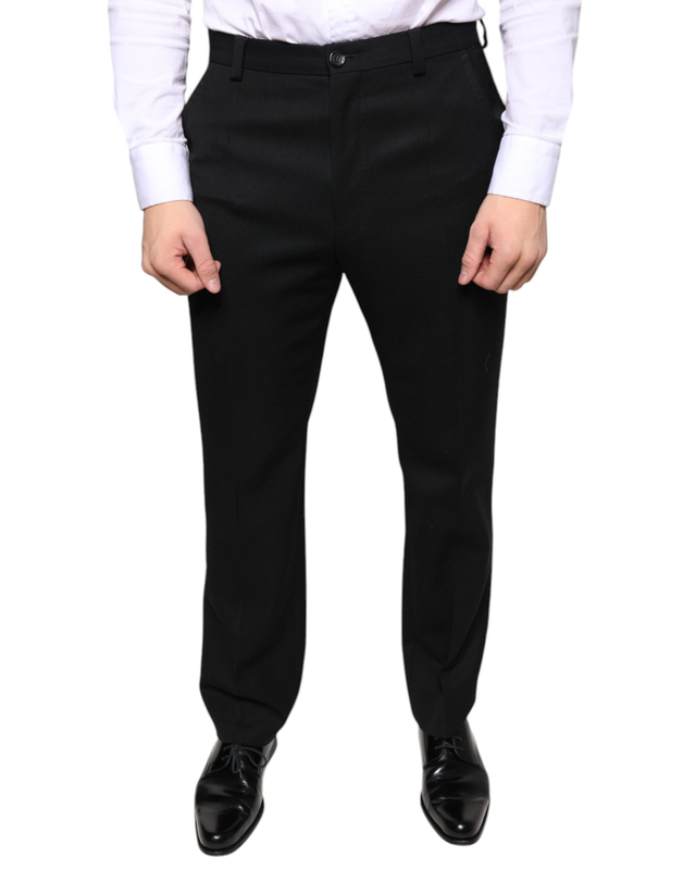 Black wool skinny men dress pants-null