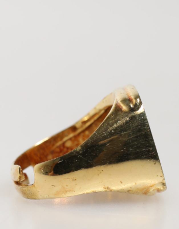 Gold-tone real brass black enamel "j" adjustable rings-null