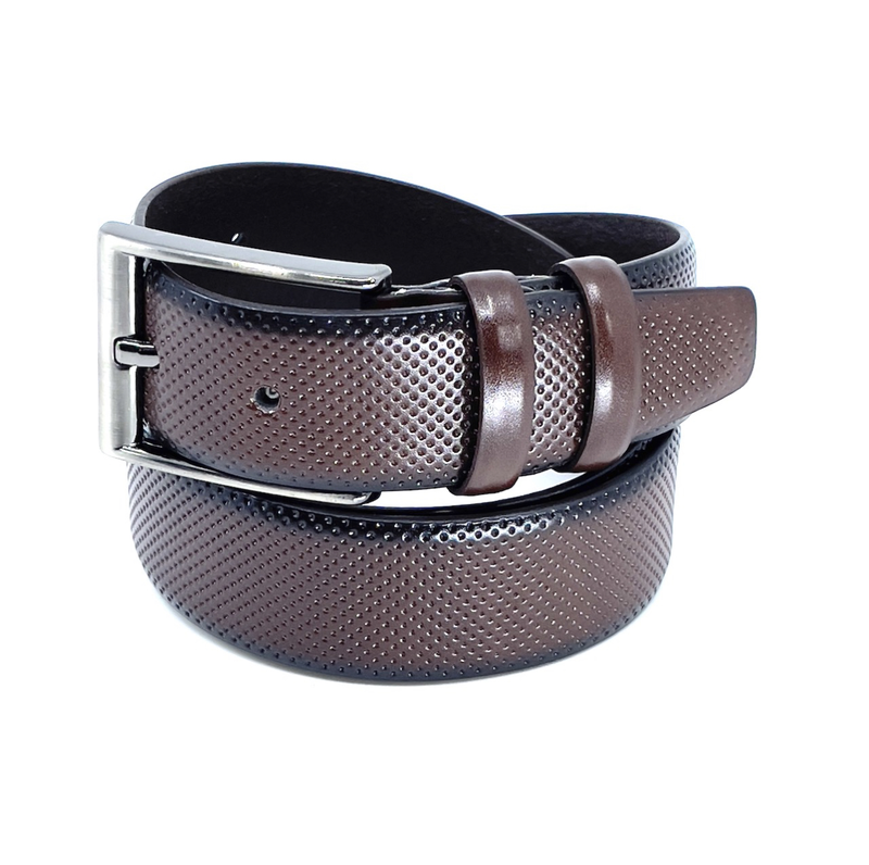 Leather belt with matte gunmetal hardware-null
