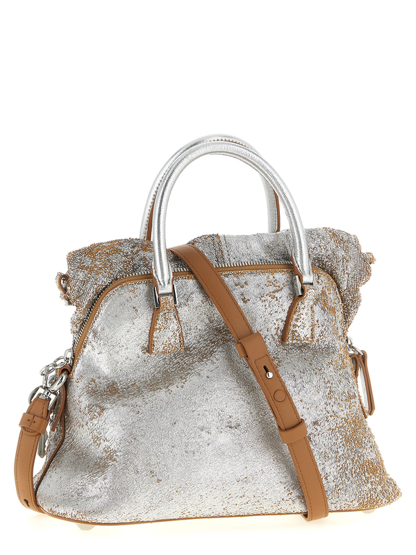 Silver lambskin handbag-null