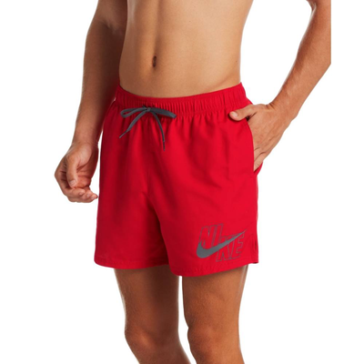 Logo solid mens 5" volley swimshort, University Red, medium