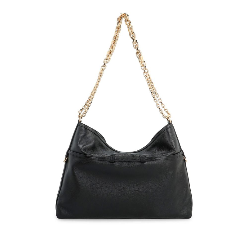Black calfskin shoulder bag-null