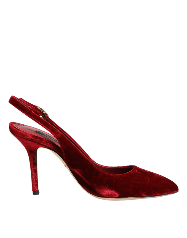 Red suede high heels slingbacks sandals shoes-null
