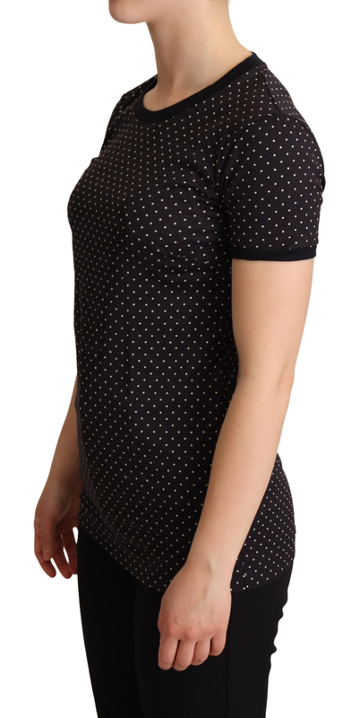 Black dotted crewneck  cotton t-shirt-null