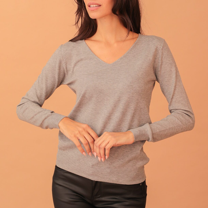 Lydia v-neck soft knit - grey-null
