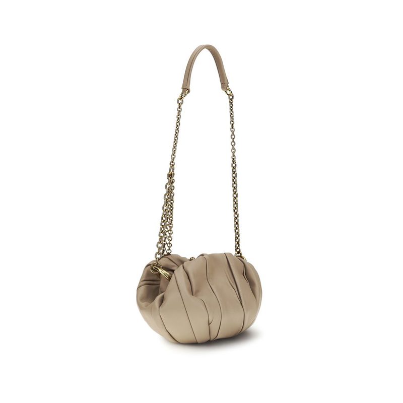 Beige lamb ovis aries aries shoulder bag-null