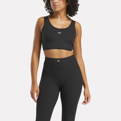 Reebok women's rib multi-way bralette, Black/black, medium