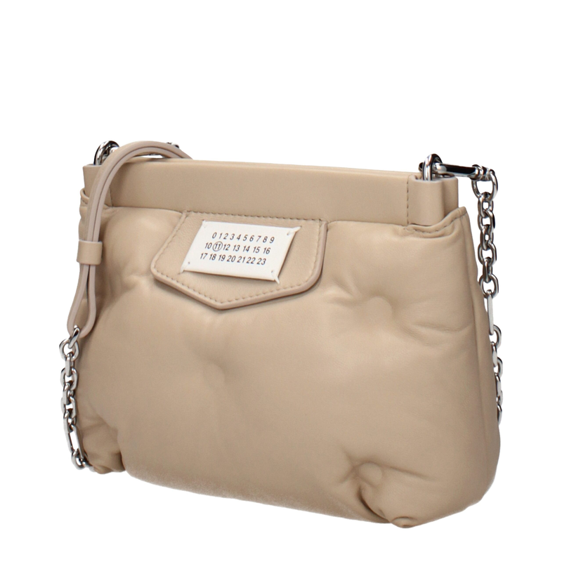 Beige leather crossbody bag-null