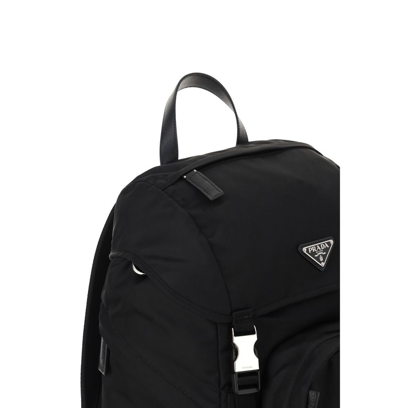 Black nylon backpack-null