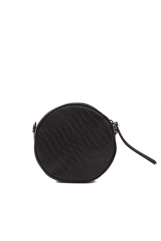 Black leather women crossbody bag-null