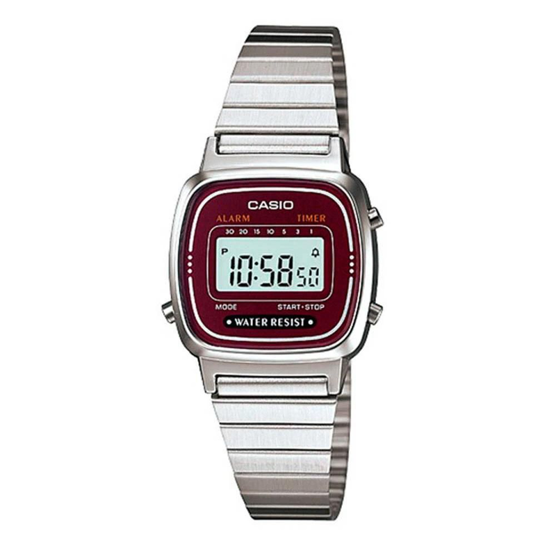 Silver stainless steel digital watch-null