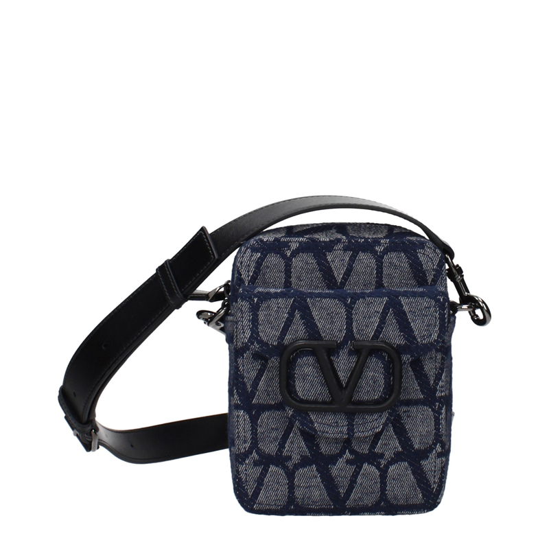 Blue fabric crossbody bag-null