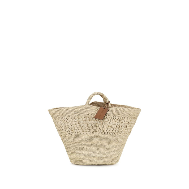 Beige raffia handbag-null