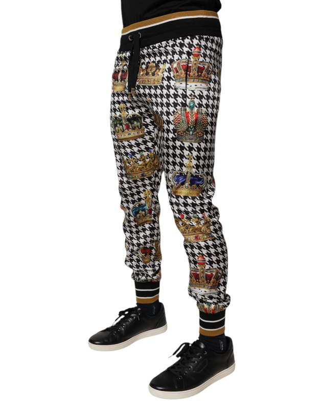 Multicolor houndstooth crown men sweatpants pants-null