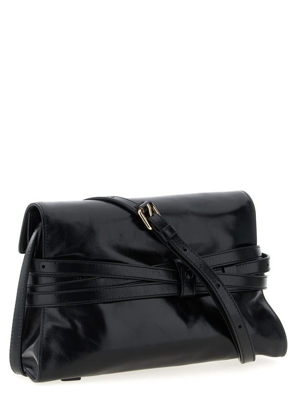Black leather crossbody bag-null