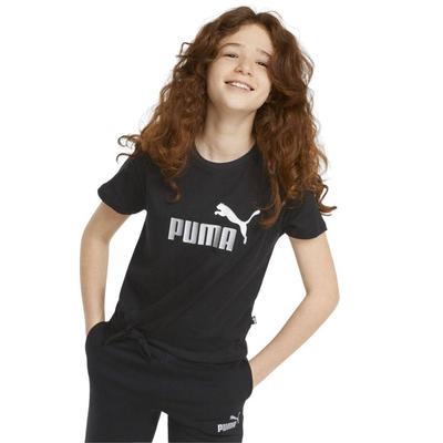 Essentials girls logo knotted t-shirt, Black, medium