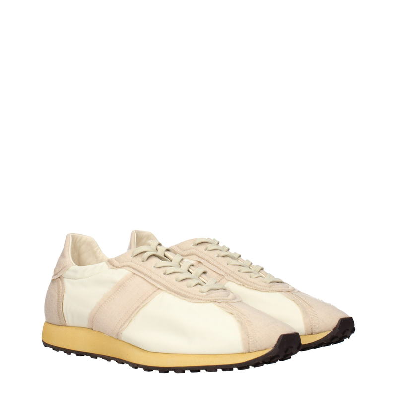 Beige fabric athletic sneakers-null