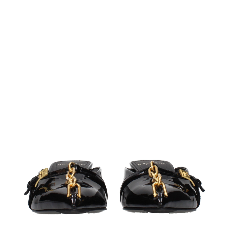 Black leather platform sandals-null