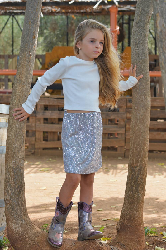 Silver shiny mini skirt-null