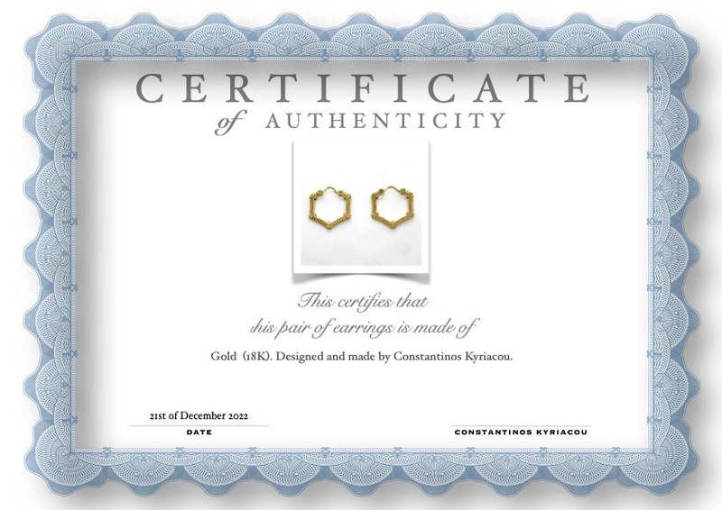 Earrings gold 18k. hexagonal - 'all that is' collection-null