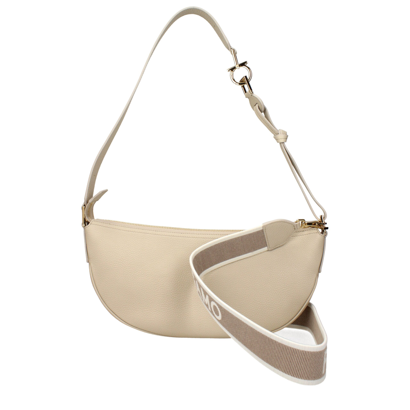 Gray leather shoulder bag-null