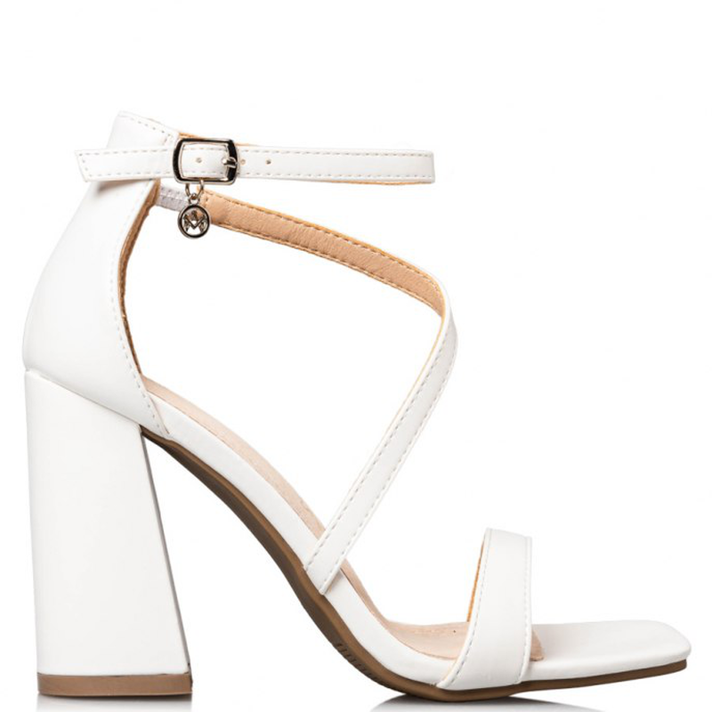 Block heel sandals - white-null