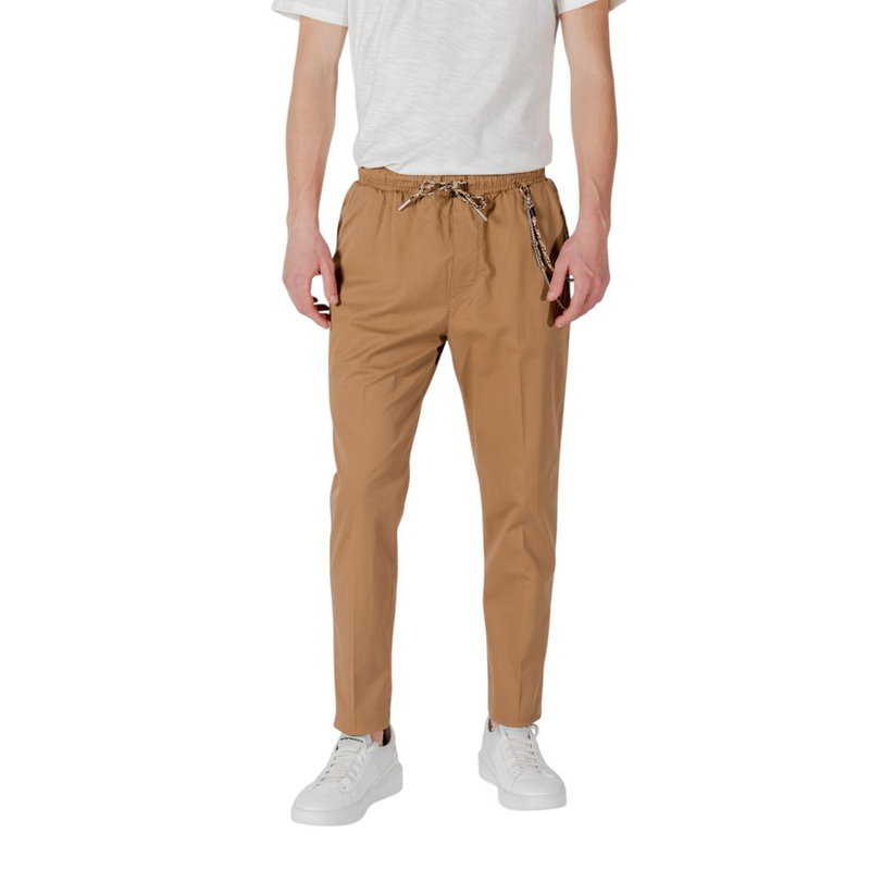 Brown cotton casual pants-null