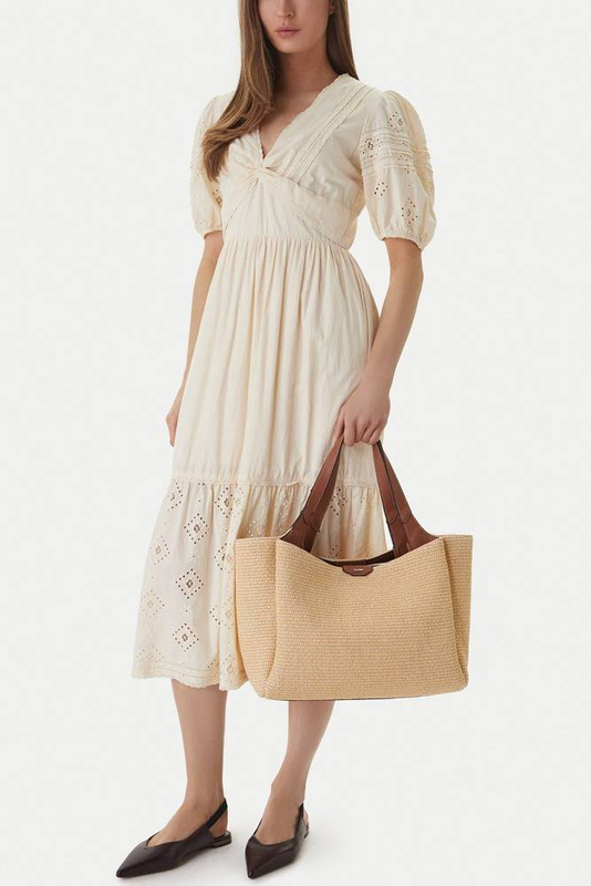 Capri straw medium hobo bag-null