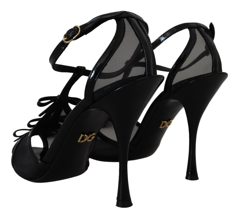 Black stiletto high heels sandals shoes-null