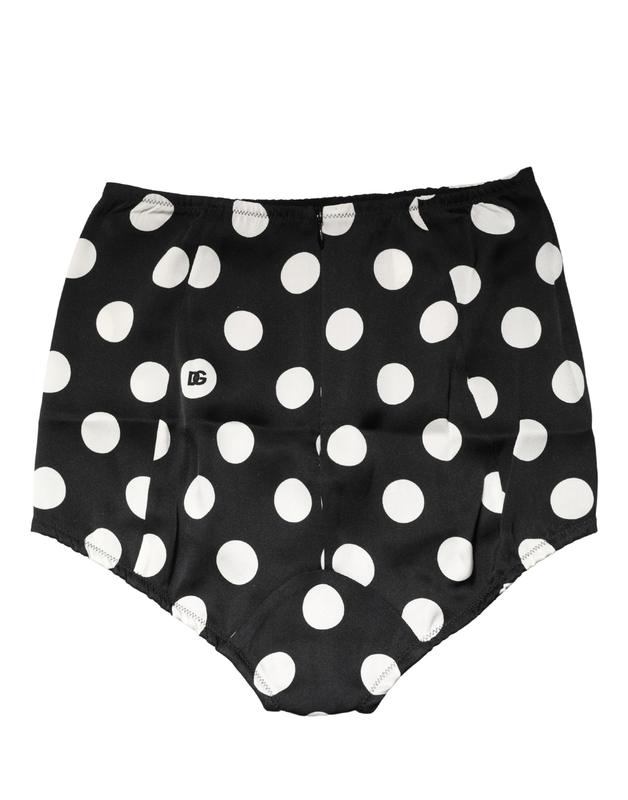 Black polka dot high waist girdle panty underwear-null