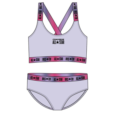Little girls 2-pieces gradient logo swimsuit, Violet, medium