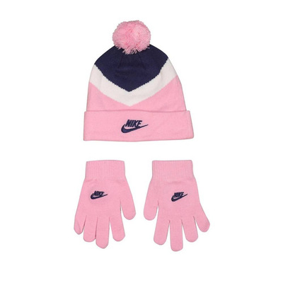 Nike colorblock beanie glove set, Pink, medium