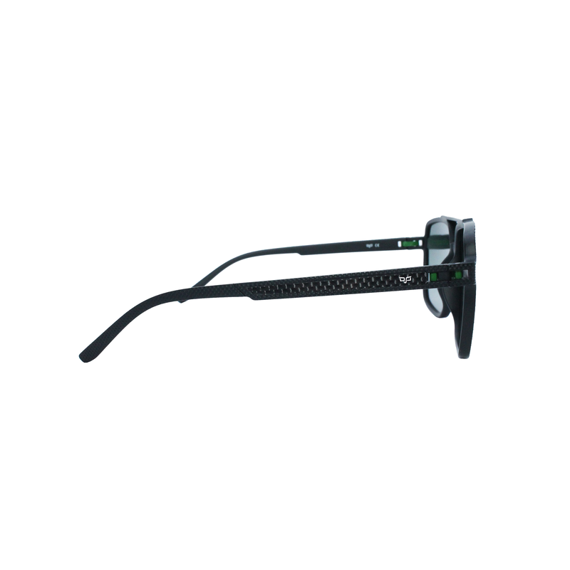 OJO sunglasses man square black frame and temples with carbon fiber with polarised gradient green le image number null
