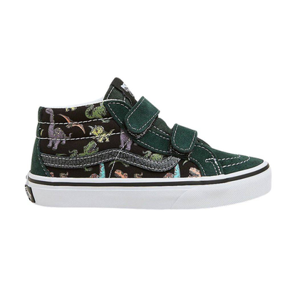 Kids sk8-mid reissue velcro glow shoes, Forest Green, medium