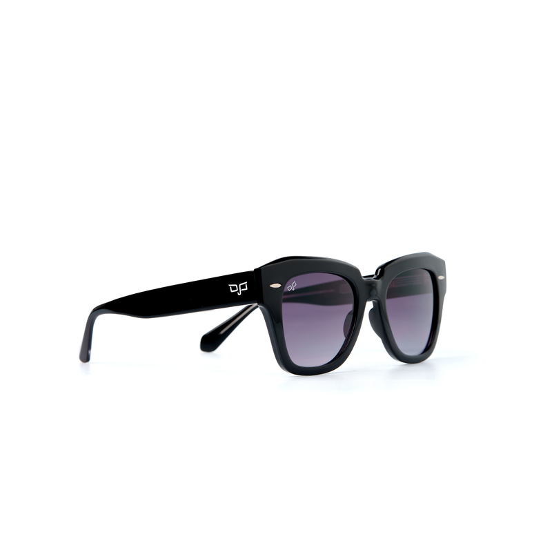 OJO sunglasses handmade square black frame and temple with black lenses rx-null
