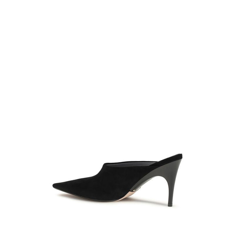 Black suede leather mules-null