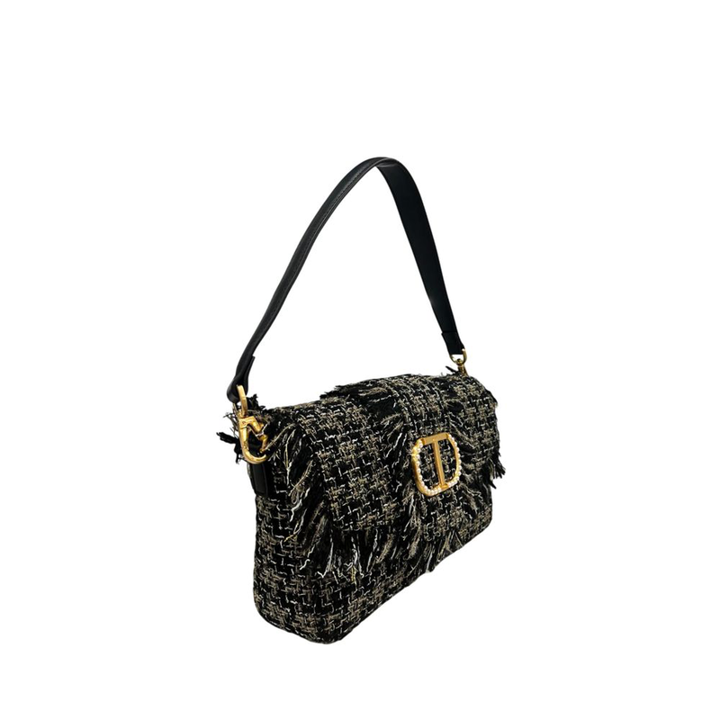 Black pu women shoulder bag-null