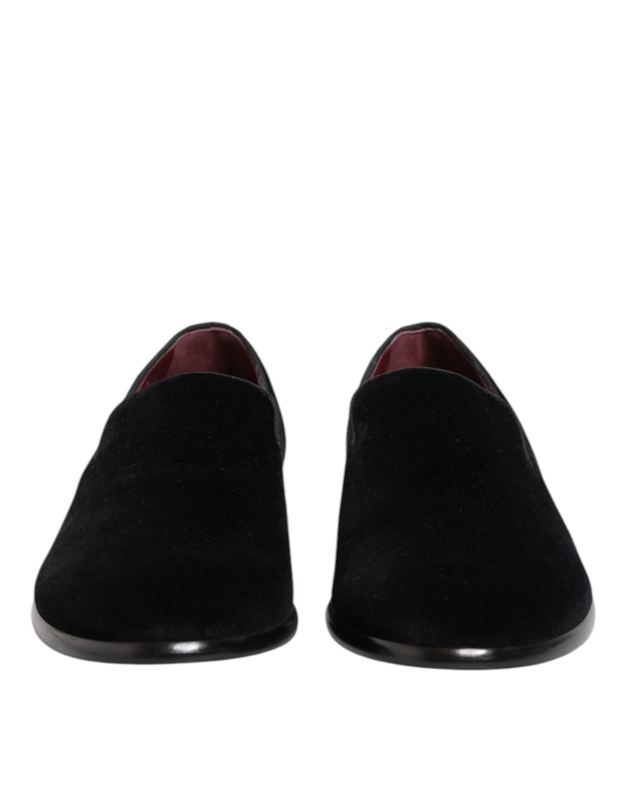 Black velvet loafers formal men dress shoes-null
