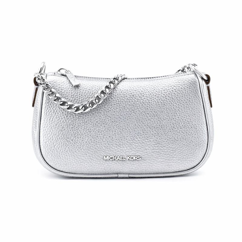Gray leather shoulder bag-null